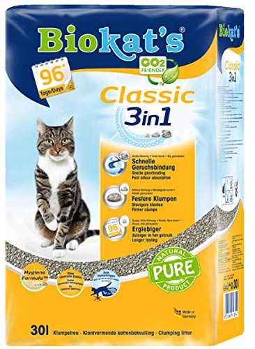 Biokat's Classic 3in1 ohne Duft - Klumpende Katzenstreu mit 3 unterschiedlichen Korngrößen - 1 Sack (1 x 30 L) von Biokat's