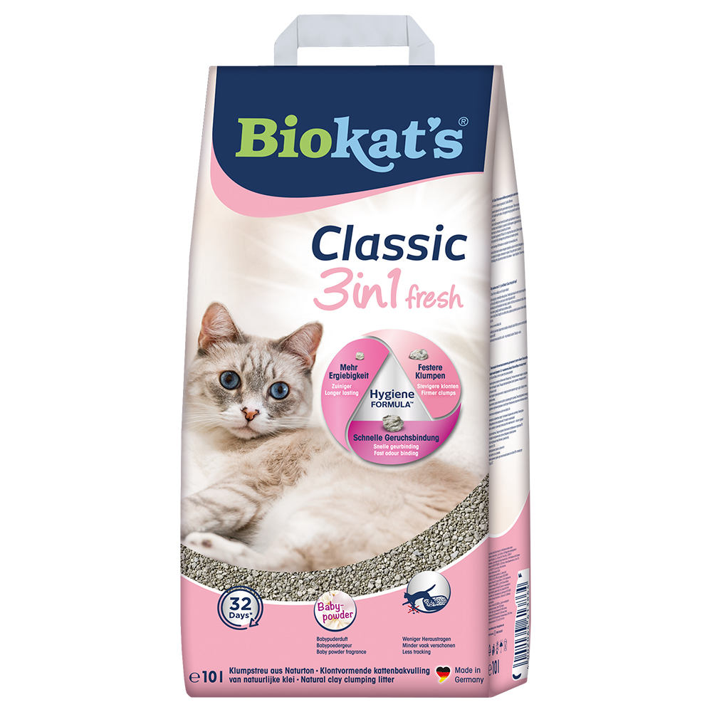 Biokat´s Classic Fresh 3in1 Katzenstreu mit Babypuderduft - Sparpaket 2 x 10 l von BioKat's