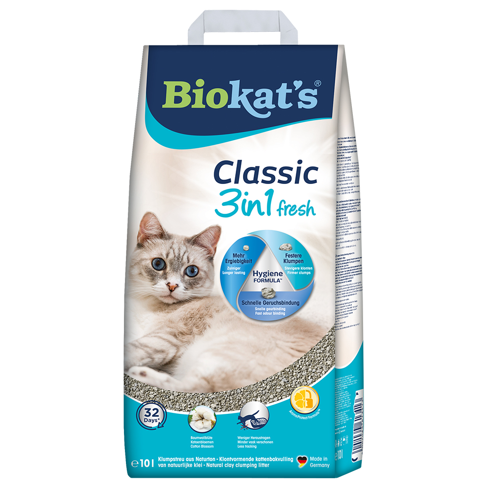 Biokat's Classic Fresh 3in1 Katzenstreu mit Baumwollblütenduft - Sparpaket 2 x 10 l von BioKat's