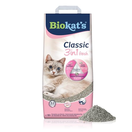 Biokat's Classic fresh 3in1 mit Babypuder-Duft - Klumpende Katzenstreu mit 3 unterschiedlichen Korngrößen - 1 Sack (1 x 10 L) von Biokat's