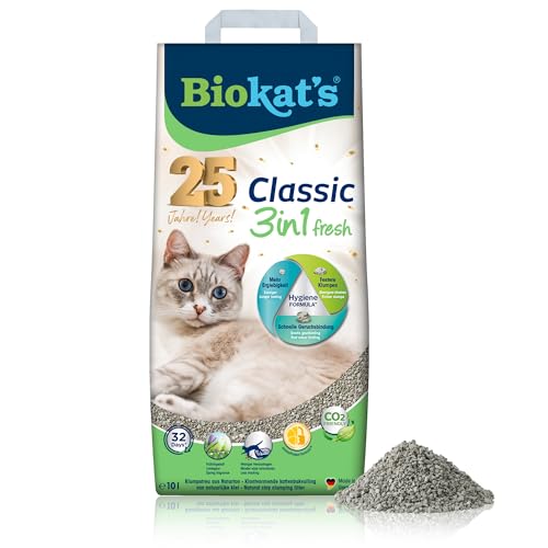 Biokat's Classic fresh 3in1 mit Frühlings-Duft - Klumpende Katzenstreu mit 3 unterschiedlichen Korngrößen - 1 Sack (1 x 10 L) von Biokat's