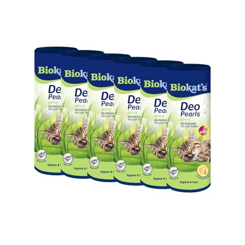 Biokat's Deo Pearls Spring - Streuzusatz mit Duft für Frische und feste Klumpen in der Katzentoilette - 6 Dosen (6 x 700 g) von Biokat's