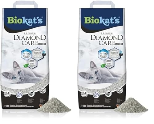 Biokat's Diamond Care Classic Katzenstreu ohne Duft - Feine Klumpstreu aus Bentonit mit Aktivkohle und Aloe Vera - 1 Sack (1 x 10 L) (Packung mit 2) von Biokat's