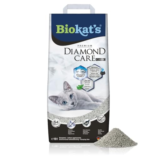 Biokat's Diamond Care Classic Katzenstreu ohne Duft - Feine Klumpstreu aus Bentonit mit Aktivkohle und Aloe Vera - 1 Sack (1 x 10 L) von Biokat's