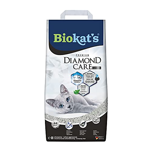 Biokat's Diamond Care Classic ohne Duft - Feine Katzenstreu mit Aktivkohle und Aloe Vera - 1 Sack (1 x 8 L) von Biokat's