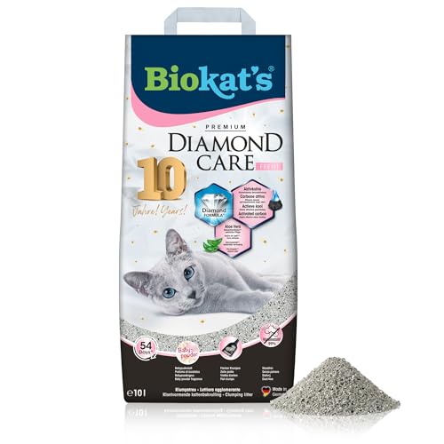 Biokat's Diamond Care Fresh Katzenstreu mit Babypuder-Duft - Feine Klumpstreu aus Bentonit mit Aktivkohle und Aloe Vera - 1 Sack (1 x 10 L) von Biokat's