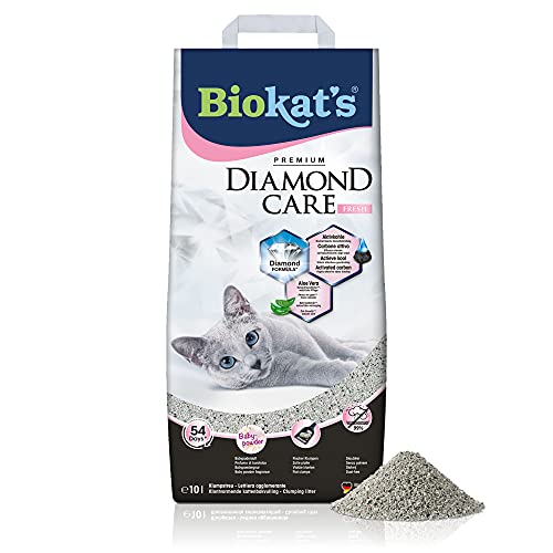 Biokat's Diamond Care Fresh Katzenstreu mit Babypuder-Duft - Feine Klumpstreu aus Bentonit mit Aktivkohle und Aloe Vera - 1 Sack (1 x 10 L) von Biokat's