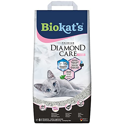 Biokat's Diamond Care Fresh mit Duft - Feine Katzenstreu mit Aktivkohle und Aloe Vera - 1 Sack (1 x 8 L) von Biokat's