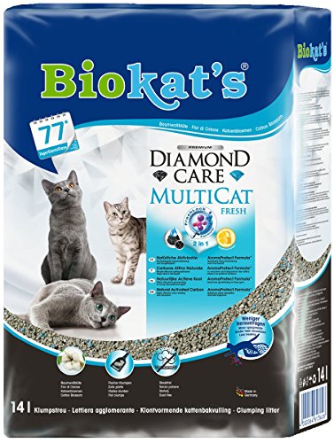 Biokat's Diamond Care MultiCat Fresh mit Duft - Feine Katzenstreu mit Aktivkohle speziell für Mehrkatzen-Haushalte - 1 Sack von Biokat's