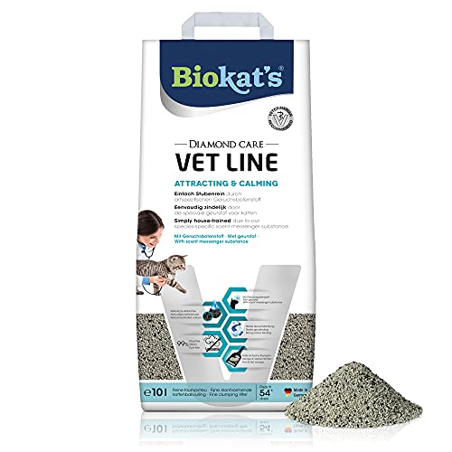 Biokat's Diamond Care VET LINE Attracting & Calming Katzenstreu - Feine Klumpstreu aus Bentonit speziell für junge und gestresste Katzen - 1 Sack (1 x 10 L) von Biokat's