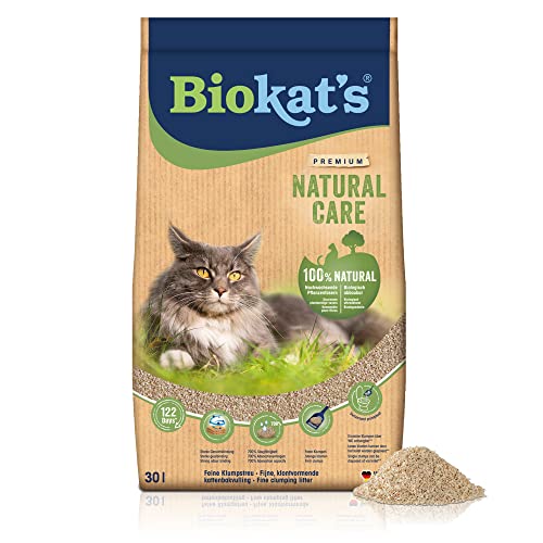 Biokat's Natural Care - Feine klumpende Katzenstreu aus nachwachsenden und kompostierfähigen Pflanzenfasern - 1 Sack (1 x 30 L) von Biokat's