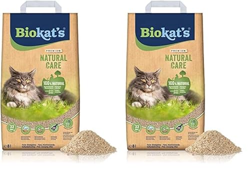 Biokat's Natural Care - Feine klumpende Katzenstreu aus nachwachsenden und kompostierfähigen Pflanzenfasern - 1 Sack (1 x 8 L) (Packung mit 2) von Biokat's