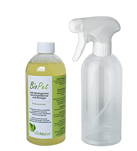 Biolopur | BioPet | Geruchsneutralisierer | 500ml KONZENTRAT => 5L Fertigspray | effizienter Urin Geruchsentferner (Hund, Katze, Haushalt) | Geruchskiller | Geruchsvernichter uvm. von Biolopur