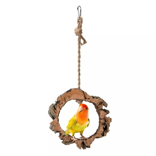 Vogelschaukel, Korkschaukel für kleine und mittelgroße Papageien, Naturspielzeug aus Korkeichenzweigen, Kreis zum Sitzen, Beißen und Krallenschleifen von Bioterr