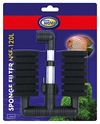 Doppelarmiger Schaumstofffilter - AQUANOVA NSF120, Bioschaumstoff: Höhe 8cm, Durchmesser 5cm, Filterhöhe min.14cm - max.19cm, Breite 14cm von BiotopeAquatics