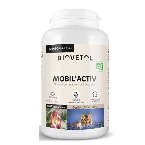Biovetol - Mobil'Activ Tabletten für Hunde und Katzen - Nahrungsergänzungsmittel für Komfort der Gelenke - AB-zertifiziert (Katze) von Biovetol