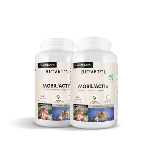 Biovetol - Mobil'Activ Tabletten für Katzen & Hunde – Nahrungsergänzungsmittel für Komfort der Gelenke – AB-zertifiziert (Katze, 2 Stück) von Biovetol