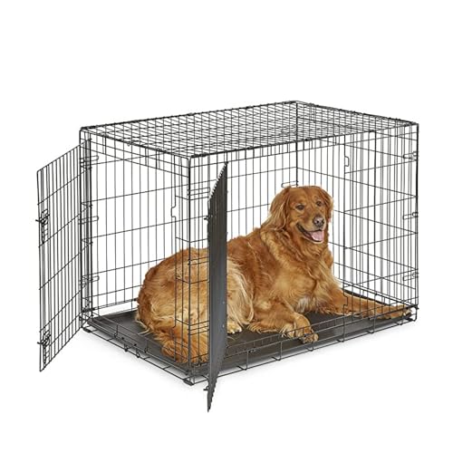 Hundebox für große Hunde, 107,7 cm, faltbar, mit auslaufsicherer Pfannenablage, großer Hundekäfig für drinnen, Zuhause, Reisen, Camping, 108 x 71 x 77 cm von Bipocke