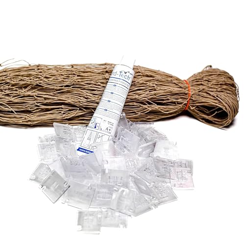 Bird-Tech TM Katzennetz für Balkon Steinfarbe + 100 Haken + 2 Transparent Kleber 80ml (5X5 MTS) von Bird-Tech TM