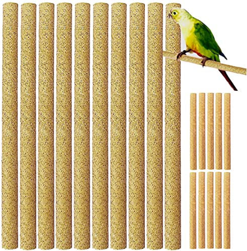 40 Stück Vogel-Sitzstangen – Sandpapier-Sand-Sitzstangen für Sittiche, Lovebirds, Papageien, Kanarienvögel (19,1 x 1,1 cm) von Birheatry
