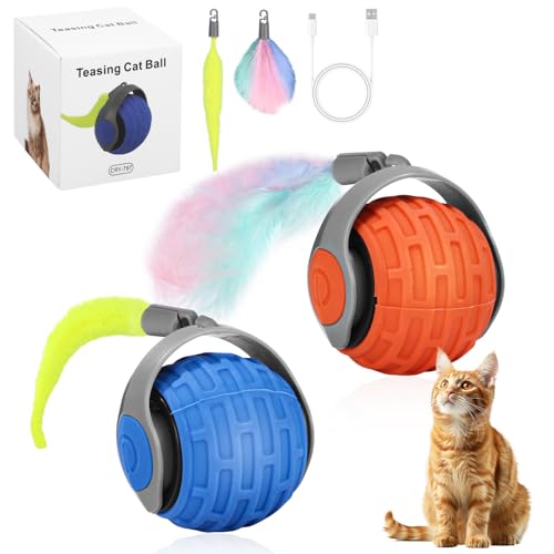 Birshe Katzenspielzeug Elektrisch mit LED Licht,Wiederaufladbarer Elektrisch Katzenspielzeug Ball mit Type-C Aufladbar 360° Interactive Hunting Cat Toy für Selbstbeschäftigung für Katzen und Kätzchen von Birshe