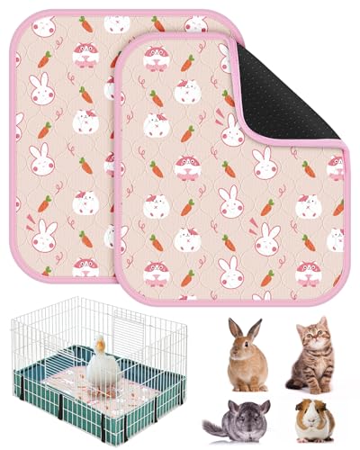 Bissap Meerschweinchen-Käfigeinlagen, waschbar, rutschfest, wiederverwendbar, schnell und super saugfähig, für Kleintiere, Kaninchen, Hamster, Chinchillas, Ratten, Rosa, 2 Packungen Bissap Meerschweinchen-Käfigeinlagen, waschbar, rutschfest, wiederverwendbar, schnell und super saugfähig, für Kleintiere, Kaninchen, Hamster, Chinchillas, Ratten, Rosa, 2 Packungen von Bissap