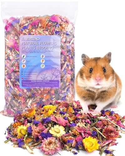 Bissap Hamster-Bettwäsche mit natürlichen Blumen und Kräutern, 300 g, Kleintier-Blumenwohnraum, Dekoration für syrische Zwerghamster, Rennmäuse, Chinchilla, Mäuse, Degu und andere kleine Haustiere, von Bissap