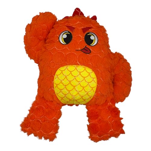 Bite Force Hundespielzeug – Großes strapazierfähiges & starkes Plüsch-Orange Monster Hundespielzeug, Kevlar-verstärkt für aggressive Kauer von Bite Force