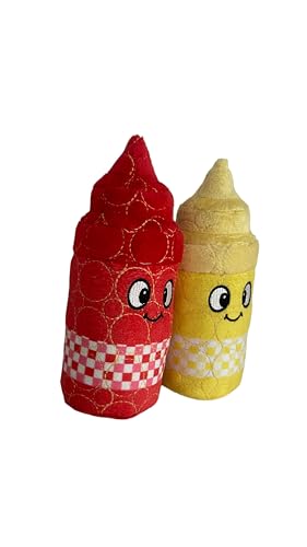 Bite Force Hundespielzeug - Nieselregen & Dollop Quietschendes Hundespielzeug Kevlar-verstärkt für aggressive Kauer - Rot und Gelb von Bite Force
