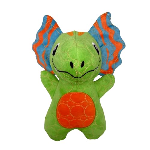 Bite Force - Langlebiges & starkes Hundespielzeug grüner Dino mit Quietscher, Kevlar-verstärkt für aggressive Kauer. von Bite Force