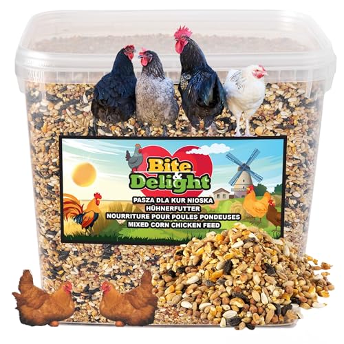 Bite & Delight Futter für Hühner - Gentechnikfreie Hinterhoflegehennen - Körnerpick Hühnerfutter - Vollwertiges Alleinfutter für Legehennen, Wachteln und Geflügel - Legehennenfutter NON GMO - 10000 ml Bite & Delight Futter für Hühner - Gentechnikfreie Hinterhoflegehennen - Körnerpick Hühnerfutter - Vollwertiges Alleinfutter für Legehennen, Wachteln und Geflügel - Legehennenfutter NON GMO - 10000 ml von Bite & Delight