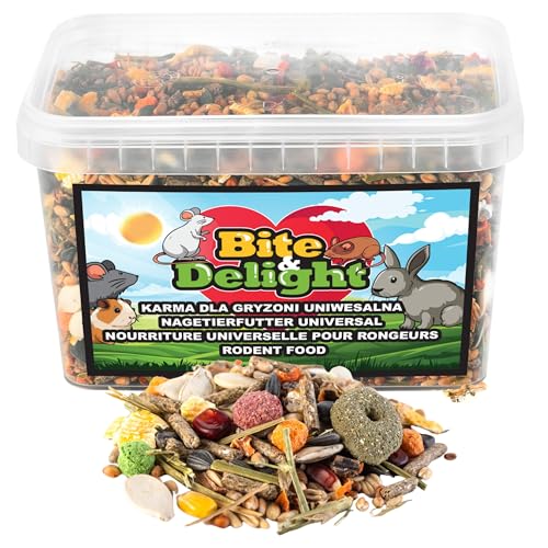 Bite & Delight Universal Nagetierfutter - Futter für Rennmäuse, Hausmäuse, Wüstenrennmäuse, Ratten, Dohlen und Andere - Getreide Natürlich - ohne Zuckerzusatz - ohne künstliche Zusätze - 1000 ml Bite & Delight Universal Nagetierfutter - Futter für Rennmäuse, Hausmäuse, Wüstenrennmäuse, Ratten, Dohlen und Andere - Getreide Natürlich - ohne Zuckerzusatz - ohne künstliche Zusätze - 1000 ml von Bite & Delight