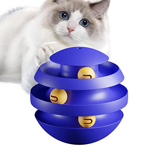 Bitong Katzenpuzzlespielzeug - 3 Schichten Poly Spielzeug | Lustiges Katzen-Stimulationsspielzeug, kreatives Katzen-Track-Spielzeug für Katzen, Kätzchen, zum Spielen von Bitong