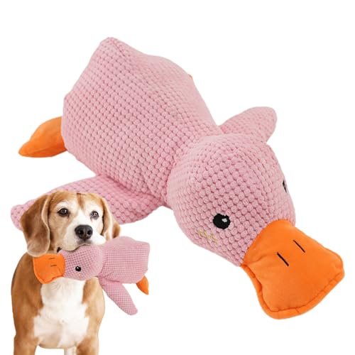 Bitong The Mellow Duck Hundespielzeug, Quietschendes Interaktives Hundespielzeug, Quacksalber Enten Hundespielzeug, Beruhigendes Kissen Für Hunde, Plüschspielzeug Mit Quietschern, Keine Füllung, von Bitong