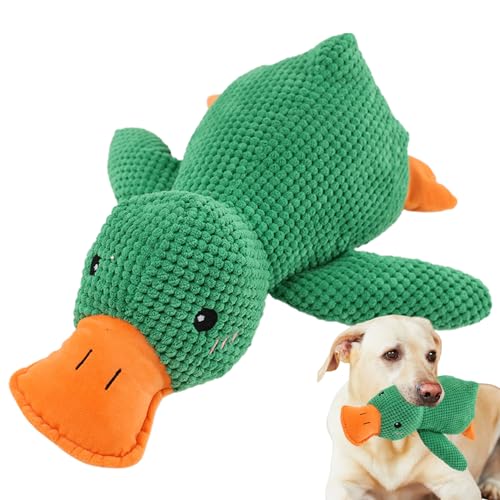 Bitong The Mellow Duck Hundespielzeug, Quietschendes Interaktives Hundespielzeug, Quacksalber Enten Hundespielzeug, Beruhigendes Kissen Für Hunde, Plüschspielzeug Mit Quietschern, Keine Füllung, von Bitong