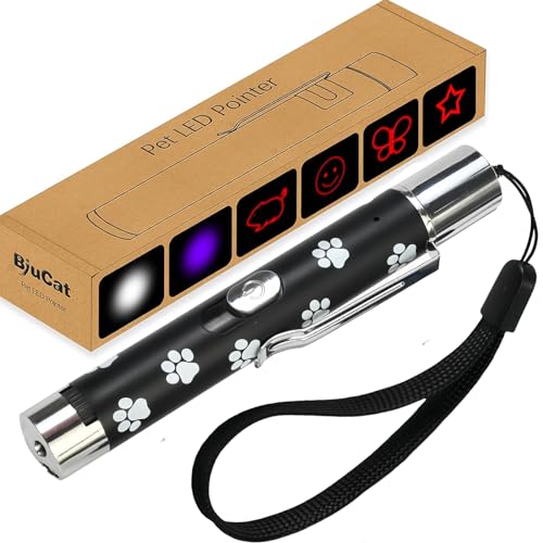 BiuCat W1 7 in 1 USB LED Pointer Interaktives Spielzeug Trainingsgerät für Katzen Hund Haustier, Wiederaufladbar (Schwarz) von BiuCat