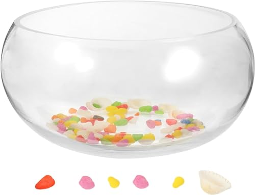 Glas-Fischschale, Glasvasenschale, breite Öffnung, rundes Terrarium, kleines Aquarium, als Tischdekoration Glas-Fischschale, Glasvasenschale, breite Öffnung, rundes Terrarium, kleines Aquarium, als Tischdekoration von Bivwopei
