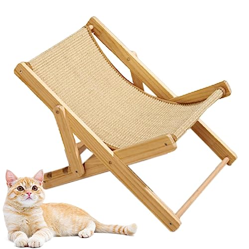 Sisal-Katzenstuhl, erhöhter Katzenstuhl, Haustierbett, aus Holz, verstellbar, erhöhtes Katzenbett, faltbare Katzenhängematte (A) von Bivwopei