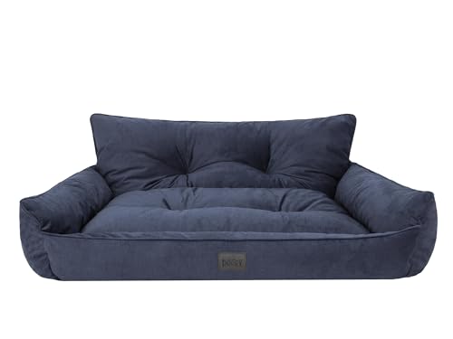 Bjird Hundebett - Hundekorb für kleine mittelgroße & große Hunde - Hundekissen - Hundesofa - EInfach zu reinigen - Joker Gesteppt - Größe: XL/XXL: 132 x 106 cm - Navyblau Fancy von Bjird