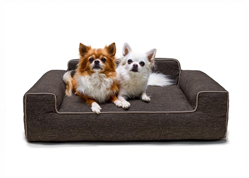Bjird Hundebett - Hundekorb für kleine mittelgroße & große Hunde - Hundekissen - Hundesofa - Bezug abnehmbar und waschbar - Glamour New - Größe: M: 78 x 53 cm - Braun Inari von Bjird