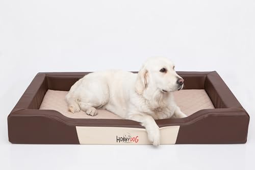 Bjird Hundebett - Hundekorb für kleine mittelgroße & große Hunde - Hundekissen - Hundesofa aus Kunstleder - Bezug abnehmbar und waschbar - Deluxe - Größe: S - Braun von Bjird