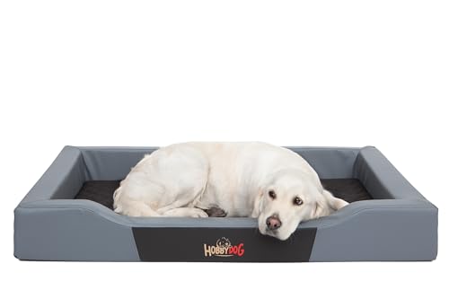 Bjird Hundebett - Hundekorb für kleine mittelgroße & große Hunde - Hundekissen - Hundesofa aus Kunstleder - Bezug abnehmbar und waschbar - Deluxe - Größe: S - Grau von Bjird