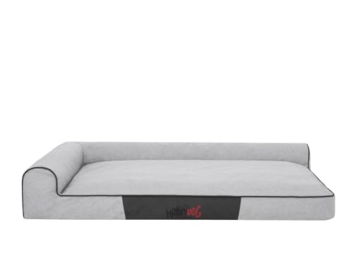 Bjird Hundebett - Hundekorb für kleine mittelgroße & große Hunde - Hundekissen - Hundesofa - Bezug abnehmbar und waschbar - Best - Größe: 115 x 80 x 18 cm [Größe: L] - Asche Kunstleinen von Bjird