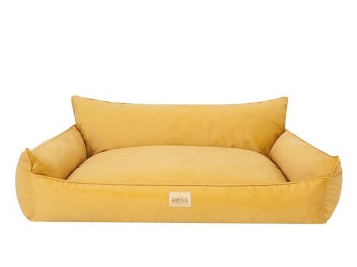 Bjird Hundebett - Hundekorb für kleine mittelgroße & große Hunde - Hundekissen - Hundesofa - Bezug abnehmbar und waschbar - Joker - Größe: XL/XXL: 132 x 106 cm - Gelb Fancy von Bjird