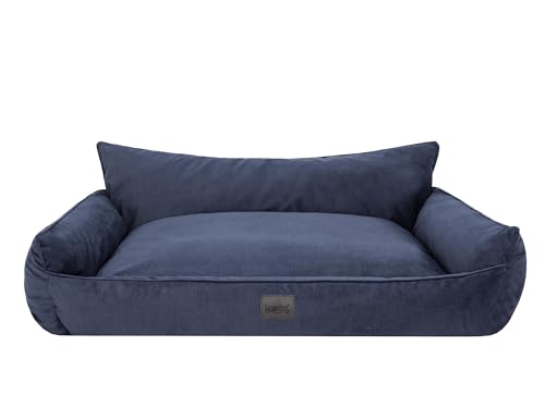 Bjird Hundebett - Hundekorb für kleine mittelgroße & große Hunde - Hundekissen - Hundesofa - Bezug abnehmbar und waschbar - Joker - Größe: XL/XXL: 132 x 106 cm - Navyblau Fancy von Bjird