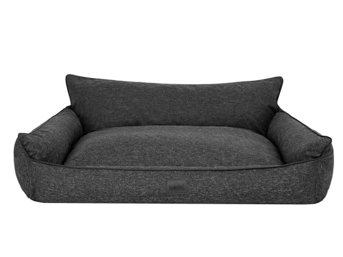 Bjird Hundebett - Hundekorb für kleine mittelgroße & große Hunde - Hundekissen - Hundesofa - Bezug abnehmbar und waschbar - Joker - Größe: M: 82 x 63 cm - Schwarz Kunstleinen von Bjird