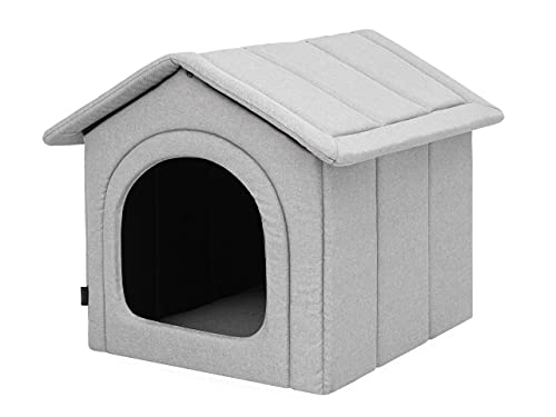Hundehaus Hundehütte für große Hunde - Katzenhaus, Katzenhöhle - mit herausnehmbarem Dach - Tierhaus für Katzen und Hunde für Drinnen / Indoor - Asche - 76 x 72 x 74 cm [R6 / XXXL] von Bjird