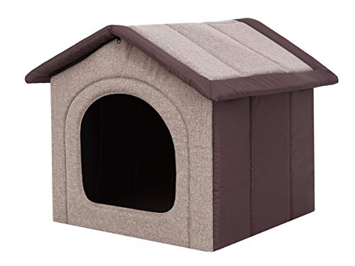 Hundehaus Hundehütte für große Hunde - Katzenhaus, Katzenhöhle - mit herausnehmbarem Dach - Tierhaus für Katzen und Hunde für Drinnen / Indoor - Cappuccino mit Braun - 76 x 72 x 74 cm [R6 / XXXL] von Bjird