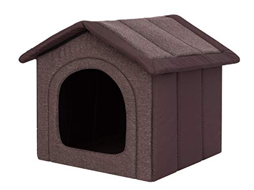 Hundehaus Hundehütte für große Hunde - Katzenhaus, Katzenhöhle - mit herausnehmbarem Dach - Tierhaus für Katzen und Hunde für Drinnen / Indoor - Dunkelbraun - 70 x 60 x 63 cm [R5 / XXL] von Bjird