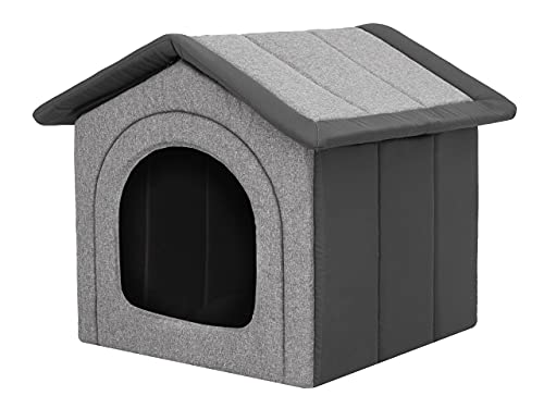 Hundehaus Hundehütte für große Hunde - Katzenhaus, Katzenhöhle - mit herausnehmbarem Dach - Tierhaus für Katzen und Hunde für Drinnen / Indoor - Graphit - 76 x 72 x 74 cm [R6 / XXXL] von Bjird
